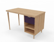 Table de bureau en bois  - Piètement hêtre massif - Panneau mélaminé de 19 mm  - patins plastiques