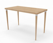 Table de bureau en bois - Piètement hêtre massif - Panneau mélaminé de 19 mm   - Patins plastiques
