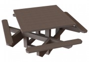 Table de pique nique carrée avec 4 bancs