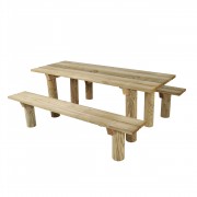 Table de pique nique en bois avec bancs