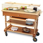 Chariot de service réfrigéré en bois - 3 plateaux - 60 nodules eutectiques