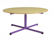 Table maternelle ronde régable piètement central - T1 à T4 -  Diam. 120 cm - Plateau mélaminé ou stratifié