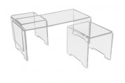 Table et poufs plexiglas 