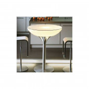 Table haute lumineuse LED pour bar et restaurant - Hauteur : 110cm - Ø 60 cm - Couleur translucide blanc - Autonomie 20 h - Pied : aluminium anodisé - Protection IP20