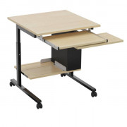 Table informatique à hauteur réglable avec roulettes - Hauteur : de 64 à 82 cm - Dimension : 70 x 70 cm
