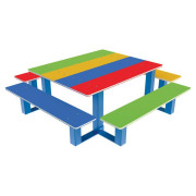 Table pique-nique Arc-en-ciel pour enfants - Hauteur d'assise: 290 ou 400 mm - A poser ou sceller - L.2108 mm