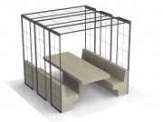 Table pique-nique en béton à poser au sol - 6 places - Dim. L240 x l236 x H230 cm