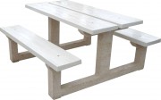 Table pique nique en béton blanc perle - 6 à 8 places - Dim. L200 x l154 x H72 cm - Accès PMR