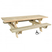 Table pique-nique en bois - Accès PMR - A poser ou sceller - L.2300 x P.1500 x H.750 mm - Pin traité classe IV
