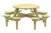Table pique-nique ronde en bois - Diamètre (cm) : 200