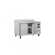 Table réfrigérée 2 portes avec dosseret - Classe 5 - Capacité 282 L - Dim. L 1360 x H 960 x P 700 mm