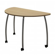 Table scolaire demi ronde sur roulettes INICY – T3 à T6 - Dim.  Ø 120 cm ou Ø 130 cm - Plateau mélaminé ou stratifié