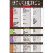 Tableau affichage prix boucherie - Matière : PS 2mm blanc - Dimensions : de  40 x 57 cm à  70 x 110 cm - 3 modèles disponibles 