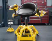 Tabouret d'atelier rotatif 360° à roulettes - Hauteur réglable : de 635 à 775 mm - Ø assise : 381 mm - Capacité de charge : 150 kg - Avec porte-outils