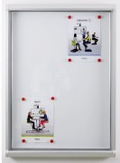 Vitrine d'affichage à porte battante - 4 A4 à 15 A4 – 1 ou 2 serrures – Dim.700 x 500 mm à 980 x 1130 mm – Fond : tôle acier