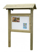 Vitrine d'affichage en bois avec toiture - Simple Face – 8 A4 ou 18 A4 - Affichage : 960 mm x 960 mm ou 1300 x 1300 mm - Panneau PVC - Vitrage plexiglass