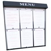 Vitrine d'affichage menu restaurant - 6 A4 - Dim. L70 x P10 x H68 cm