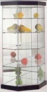 Vitrine d'angle avec 4 étagères en verre