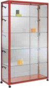 Vitrine d'exposition aluminium avec 4 étagères en verre