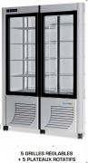 Vitrine double exposition pâtisserie – 4 faces vitrées – 800 L – 5 plateaux rotatifs + 5 grilles réglables – Réfrigération ventilée +2°C / +10°C 