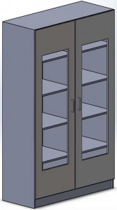 Armoire à portes battantes vitrées pour laboratoire - Longueur : 600-1200 mm