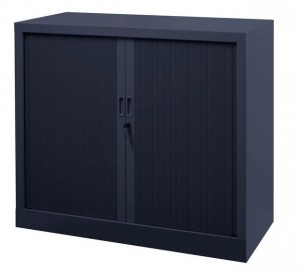 Armoire basse anthracite avec portes coulissantes à rideaux - Devis sur Techni-Contact.com - 1