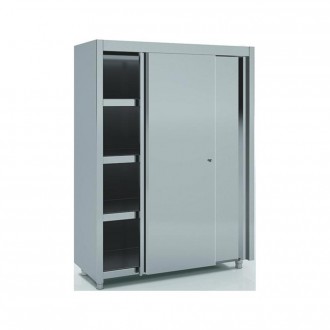 Armoire haute de cuisine en inox - Certifiée  ISO 9001 / ISO 14001 - Modèle : portes coulissantes / battantes