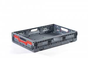 Bac de stockage pliable plastique - Dimensions externes : 600x400x115 mm-Charge maxi: 10 kg