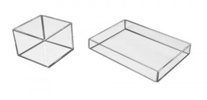 Bac rangement plexiglas - Patins antidérapants cristal - Non étanches