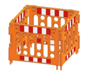 Barrière de chantier carrée avec bandes réfléchissantes - Devis sur Techni-Contact.com - 1