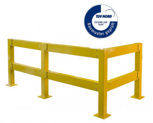 Barrière de protection modulable pour extérieur - Matière : Acier galvanisé et revêtu - Longueur : 100 à 150 cm - Coloris : jaune
