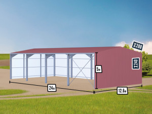 Bâtiment galvanisé avec structure + couverture - Bardage 3 côtés - 12,6x24x5m - 300m² - Devis sur Techni-Contact.com - 2