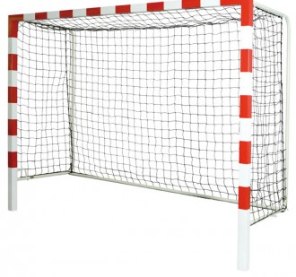 But de handball de compétition à sceller - En acier 80 mm x 80 mm plastifié rouge et blanc