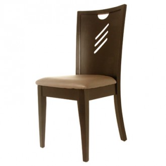 Chaise en bois avec assise rembourrée en simili cuir - Devis sur Techni-Contact.com - 1