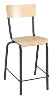 Chaise haute avec repose pieds - Hauteur d’assise : 610 mm - Assise et dossier en hêtre