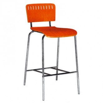 Chaise haute en bois contreplaqué - Hauteur 70cm, piètement acier