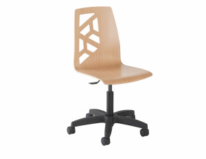 Chaise informatique coque en bois - Assise réglable en hauteur de 40 à 52 mm - Coque en hêtre 