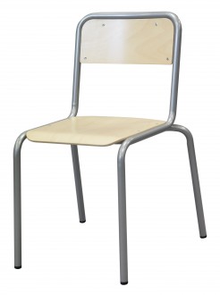 Chaise scolaire 4 pieds multiplis - Taille 6 - Assise et dossier en hêtre - Hauteur d'assise : 460 mm