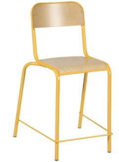 Chaise scolaire haute en hêtre multiplis - Hauteur d’assise : 60 cm - Structure tube Ø 25 mm - Assise et dossier en hêtre