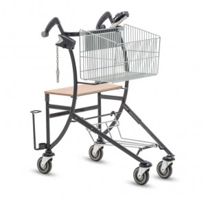 Chariot de supermarché pour personne âgée - Capacité de charge : 40 kg - Chromé-zingué brillant ou Thermolaqué