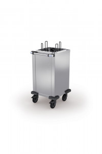Chariot distributeur d’assiettes à niveau constant - En acier inoxydable - Capacité : 80 ou 160  assiettes - Roues ø 125 mm