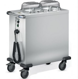 Chariot distributeur d'assiettes pour cuisine - Acier inoxydable - Capacité : 120 assiettes - Roues ø 125 mm
