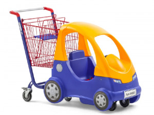 Chariot libre-service avec voiture pour enfant - Capacité charge : 80 ou 130 kg - Carrosserie en plastique