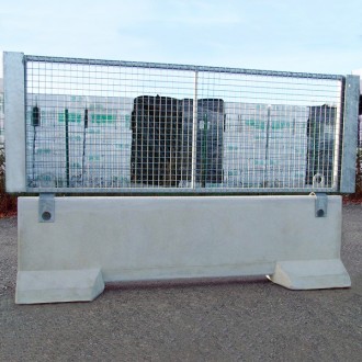 Clôture avec cadre grillagé galvanisé - Barrière grillagée KLOSTAB, composée d’un stabilisateur béton et d’un cadre métallique galvanisé