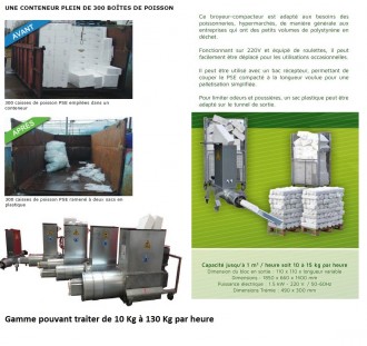 Compacteur de polystyrène expansé - 10 à 130 kg/h - Volume réduit : 30 à 40 fois