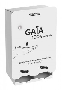 Distributeur de protections hygiénique 2 compartiments Blanc Signalisation GAIA  - Devis sur Techni-Contact.com - 1