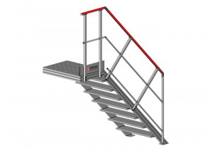 Escalier à palier inclinaison 45° - Charge d’exploitation : 200 kg/m² sur palier