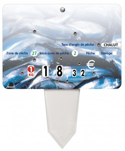 Etiquette de prix pour poissonnerie - Format : 14 x 10 cm - Avec roulettes - Patte PVC cristal - Neutre ou avec texte