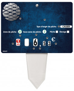 Étiquette de prix pour poissonnerie - Format : 14 x 10 cm - Avec roulettes - Patte PVC cristal - Neutre ou avec texte
