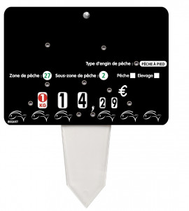 Étiquette de prix pour poissonnerie - Format : 14 x 10 cm - Avec roulettes - Patte PVC cristal - Neutre ou avec texte